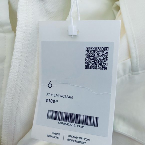 OAK + FORT Elegant White Wide-Leg Pants - Picture 12 of 16